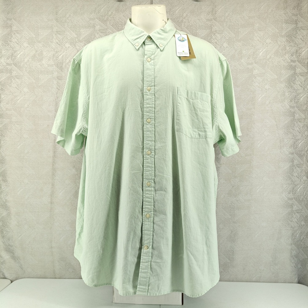 The Foundry Supply Co Shirt Mens 4XLT Green New Short Sleeve Button Down Stretch